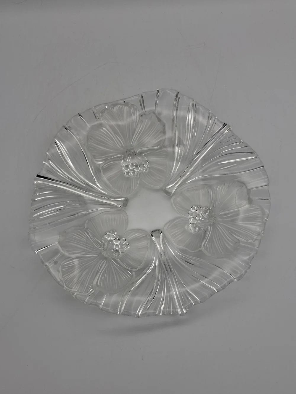 Clear Floral Glass Decorative Bowl - Home Accents